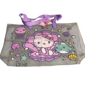 Hello Kitty Mermaid Transparent Beach Tote - Purple Sanrio Shell Bag